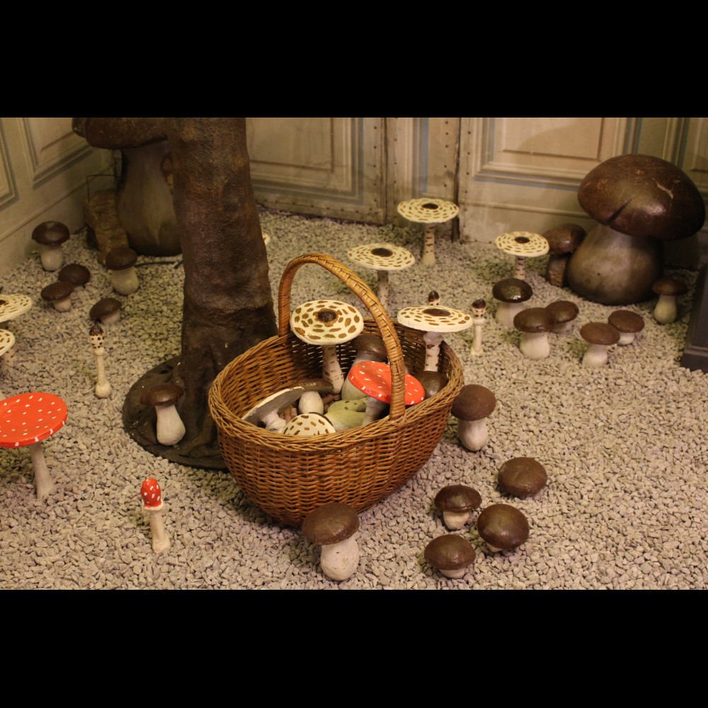 Champignons en ciment peint